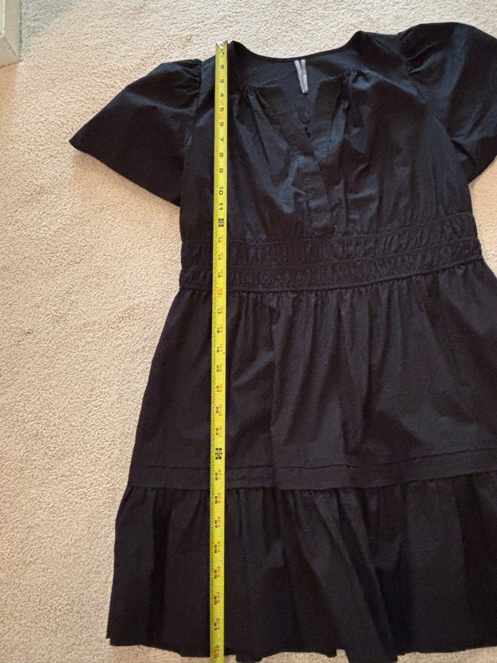 Anthropologie Black Tiered Short-Sleeve Dress